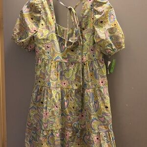 Vibrant Floral Swirl Casual Dress